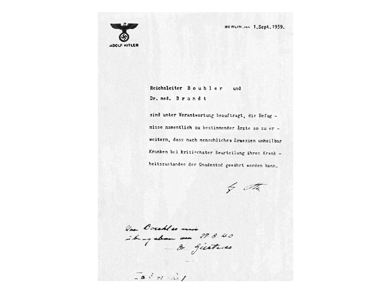 EUTHANASIA ORDER SIGNED BY ADOLF HITLER